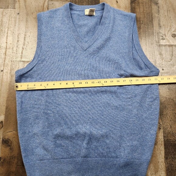 Mens LL Bean size L Large Blue Lambs Wool Sleeveless Sweater Vest - Picture 4 of 7